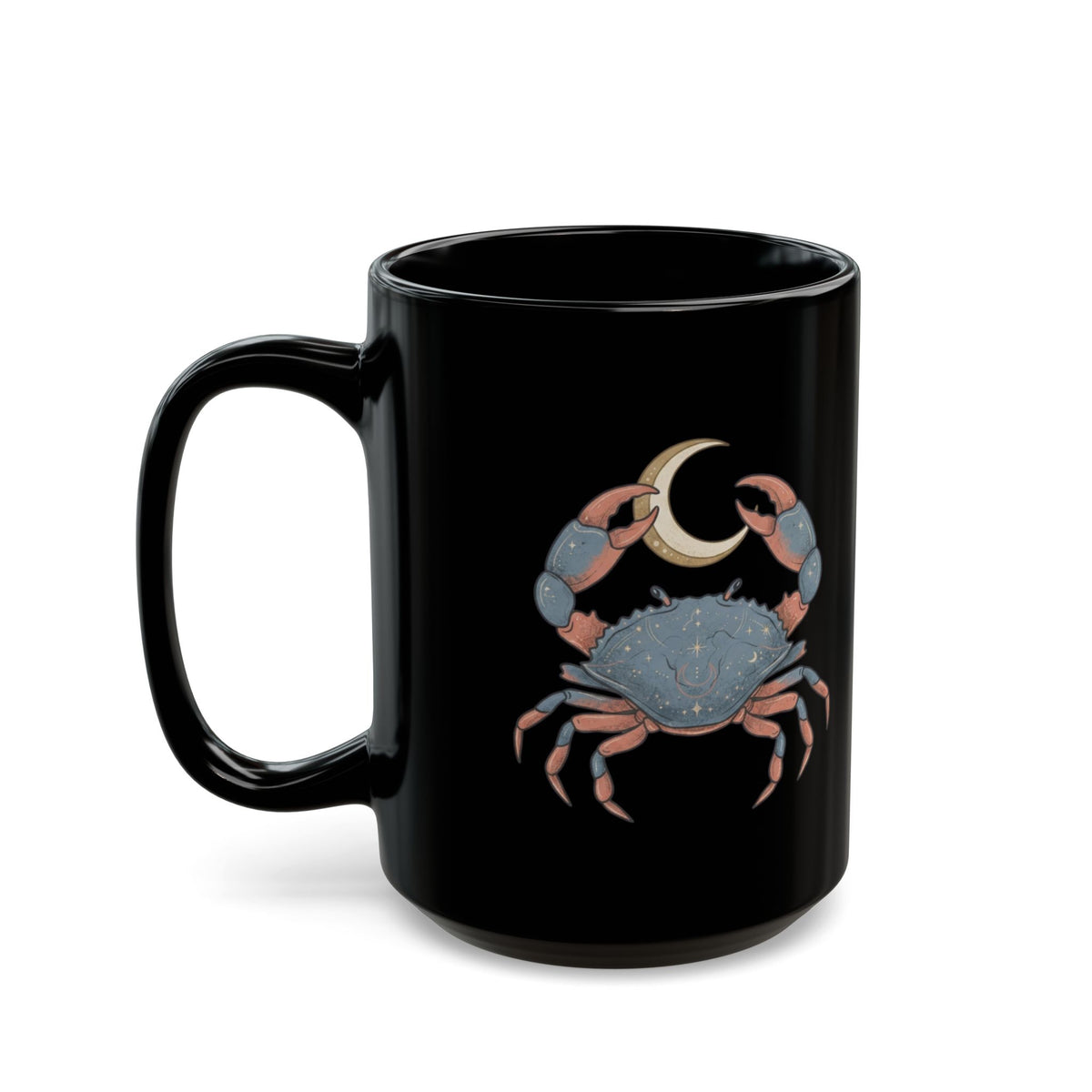 "Cancer The Moon Child Crab" Black Ceramic Mug — Graphic