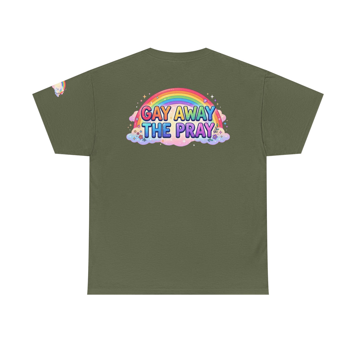 Color: Military Green | Gay Away The Pray Premium Graphic Tee