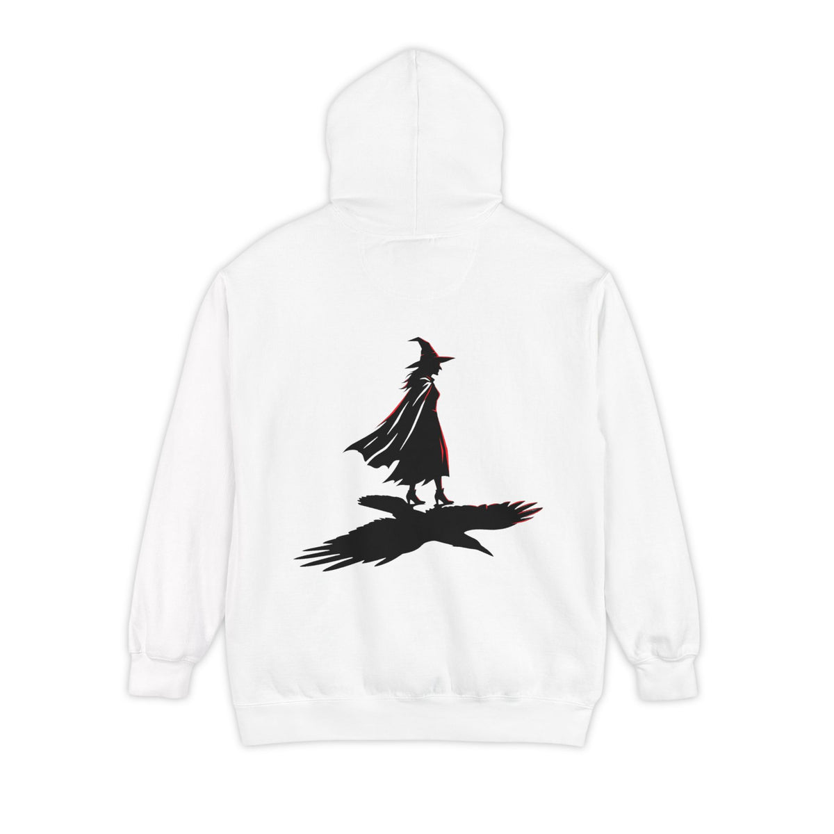 Color: White | Witch With Raven Shadow Garment-Dyed Hoodie