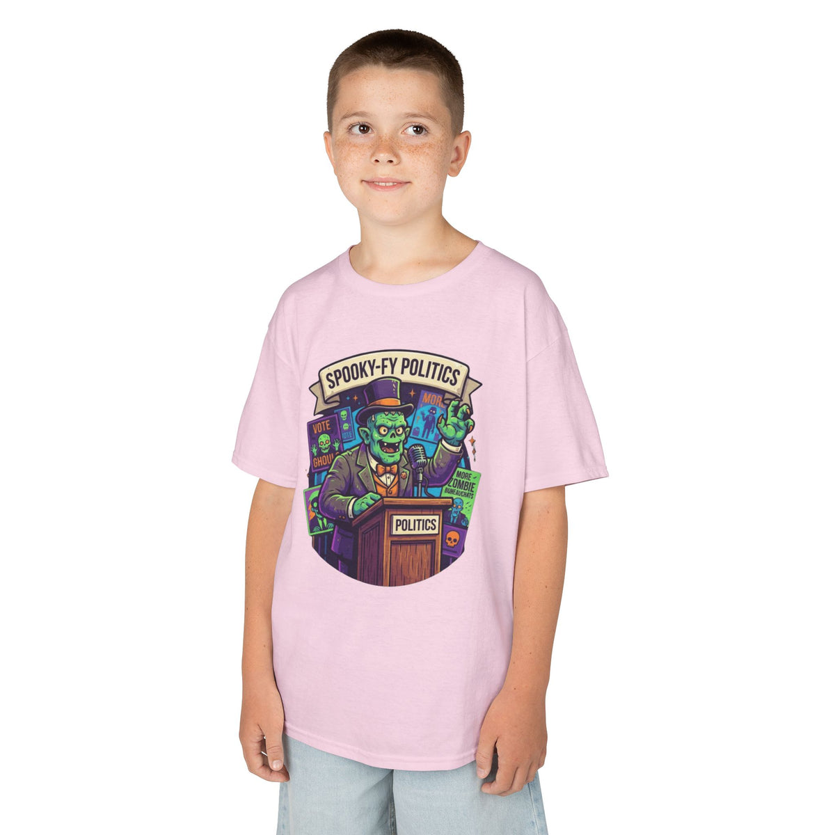 Color: Light Pink | Spooky-Fy Politics Kids Tee