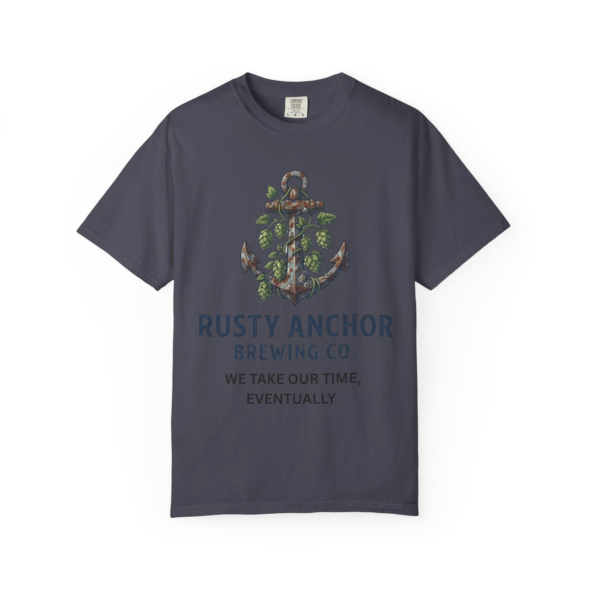 Color: Navy | Rusty Anchor Brewing Unisex Garment-Dyed Tee