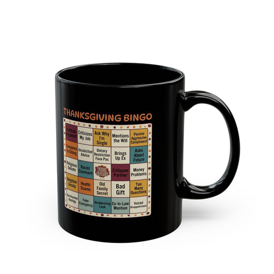 "Thankgiving Bingo" Black Ceramic Mug