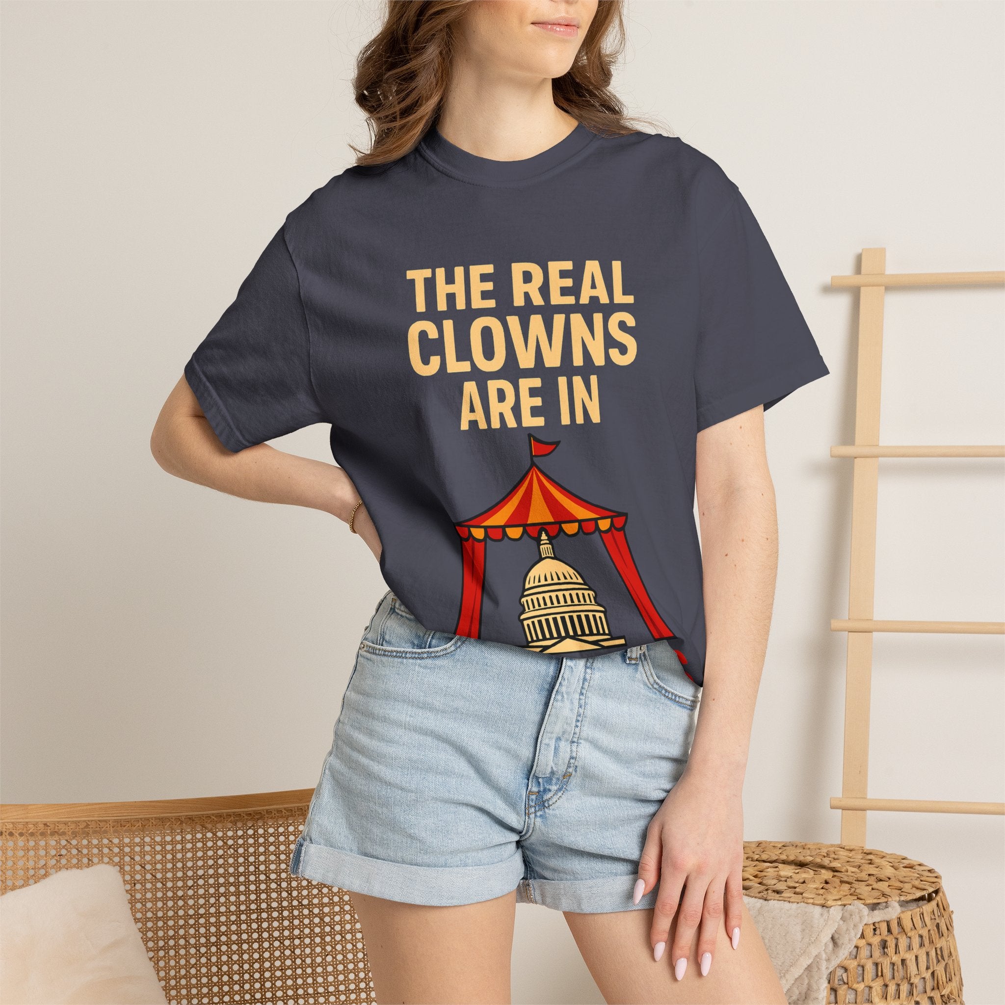 "The Real Clowns Are In Congress" Unisex Garment-Dyed T-shirt