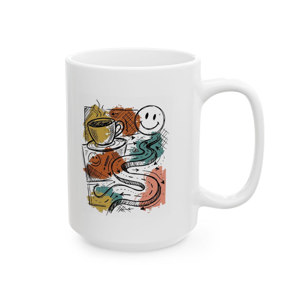 "Happy Coffee" White Ceramic Mug