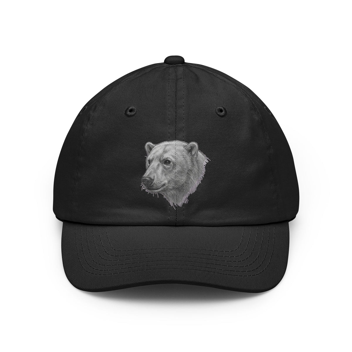 Color: Black | Pencil Sketch Art Polar Bear Dad Hat — Graphic