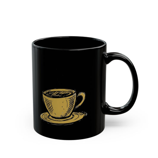 "Happy Coffee" Black Ceramic Mug — Graphic