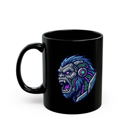 "Cyber Bigfoot" Black Ceramic Mug — Graphic