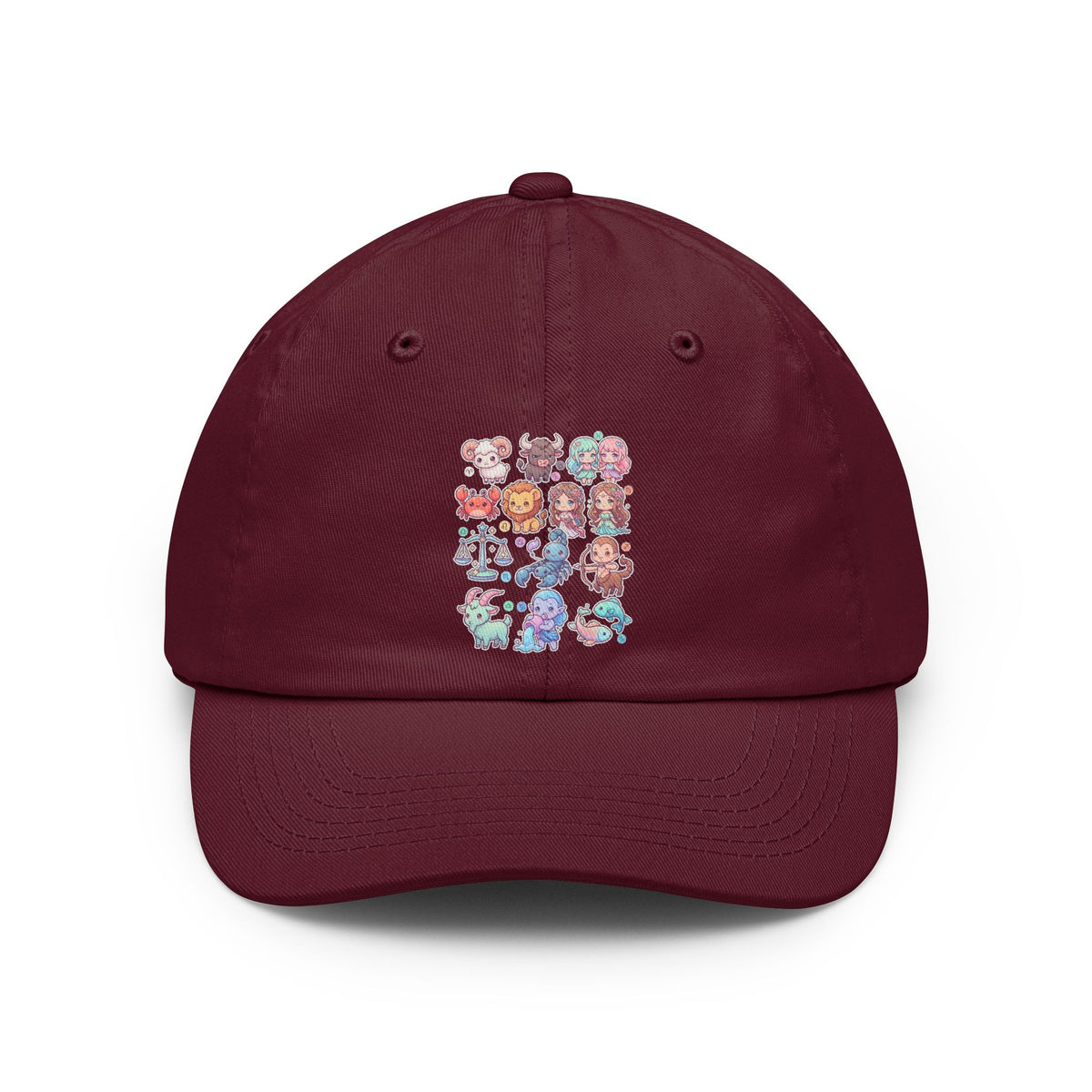 Color: Maroon | Cute Chibi Zodiac Dad Hat
