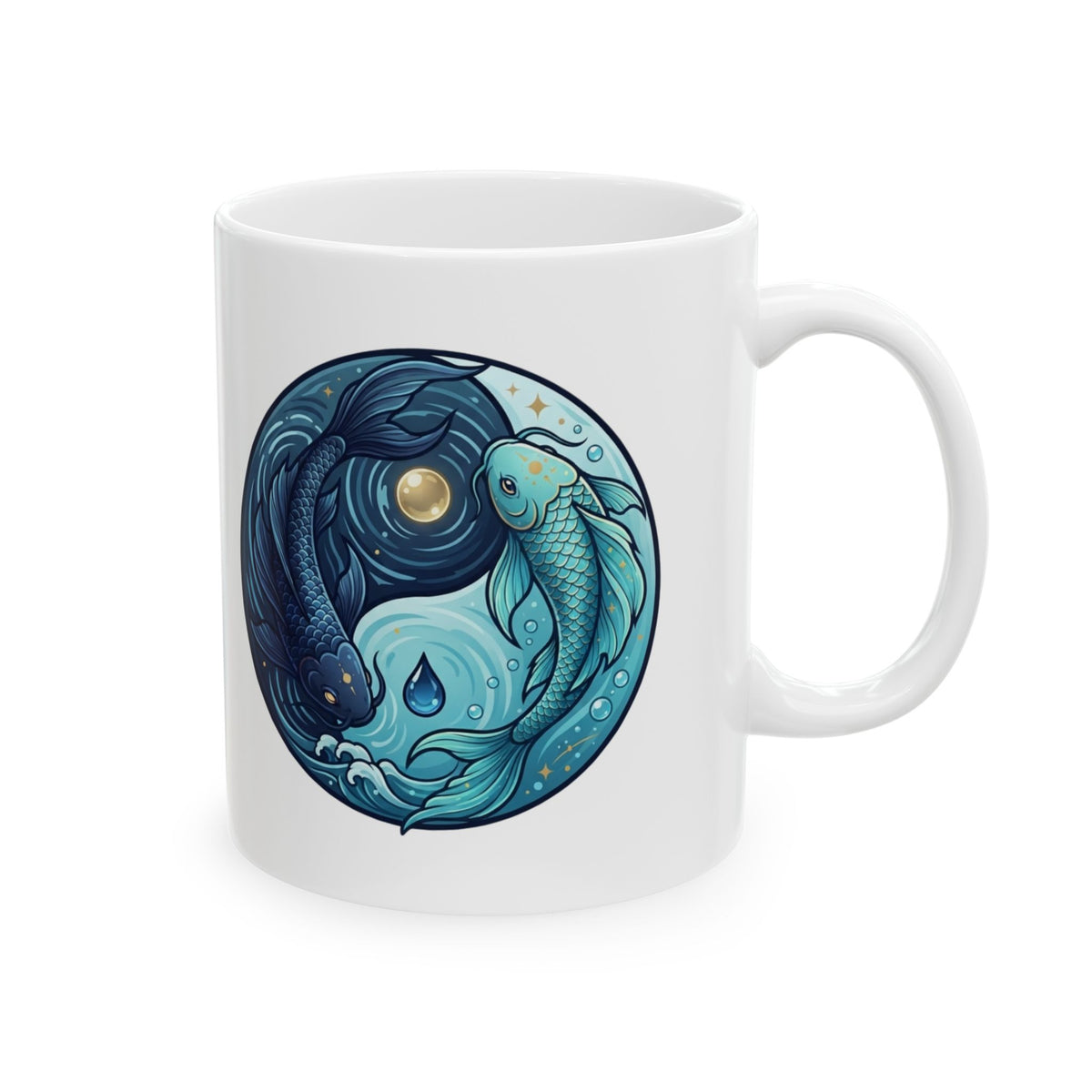 "Yin Yang Pisces" White Ceramic Mug