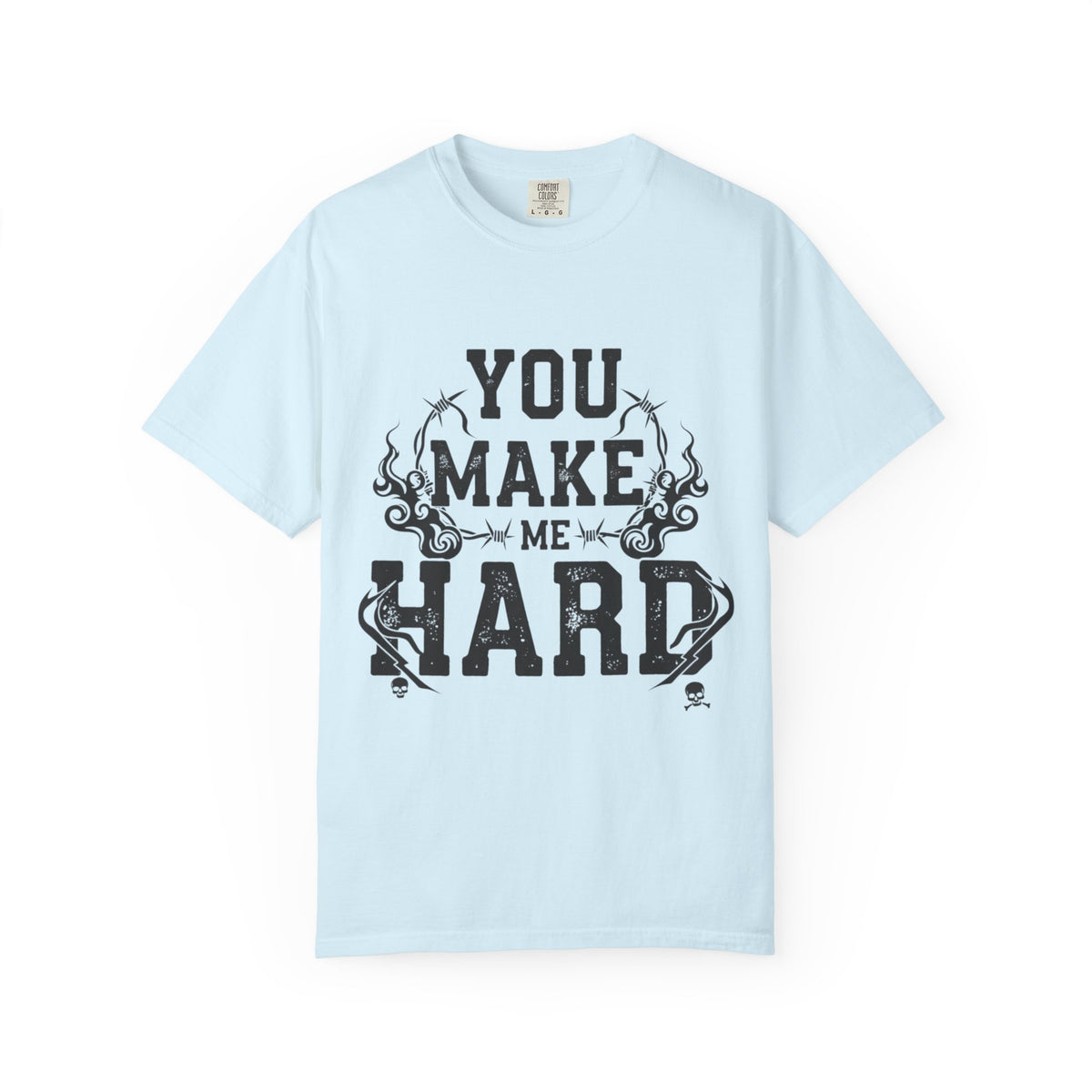 Color: Chambray | You Make Me Hard 3 Unisex Garment-Dyed T-shirt