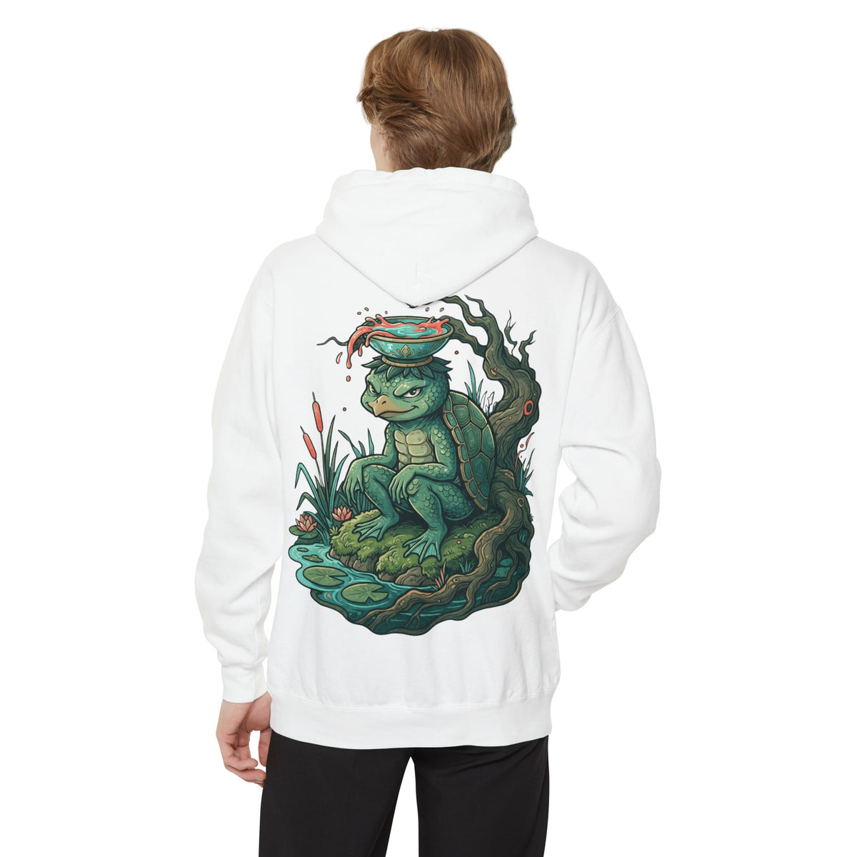 Color: White | Kappa (Japanese Folklore) Garment-Dyed Hoodie