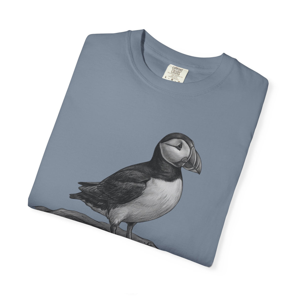 "Pencil Sketch Art Puffin" Unisex Garment-Dyed Tee