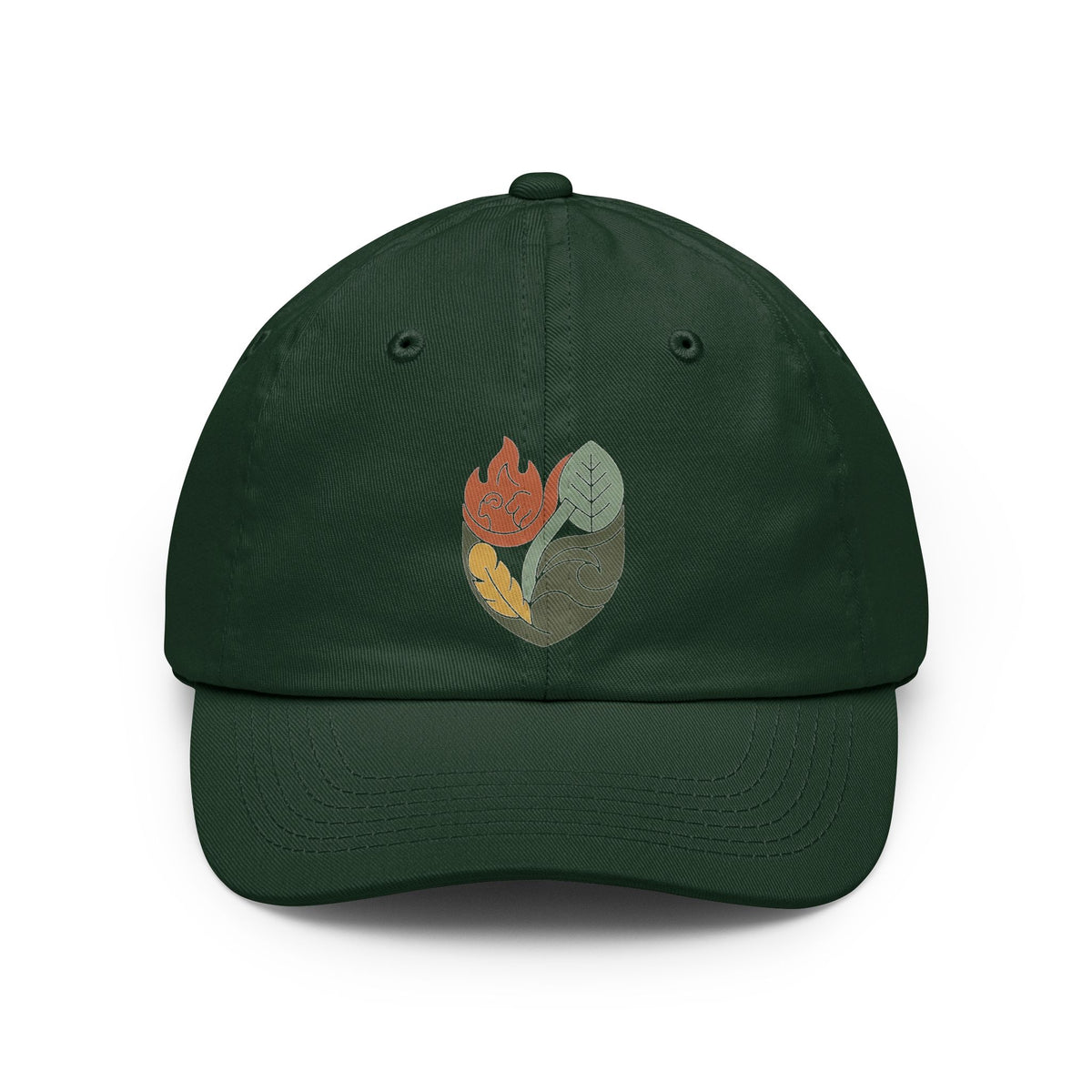 Color: Forest Green | Four Elements- Fire, Earth, Air, Water Dad Hat — Graphic