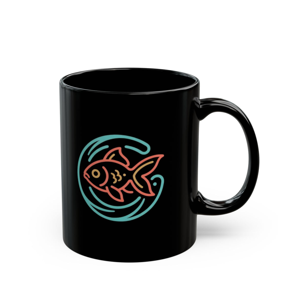 "Go Fish" Black Ceramic Mug — Graphic