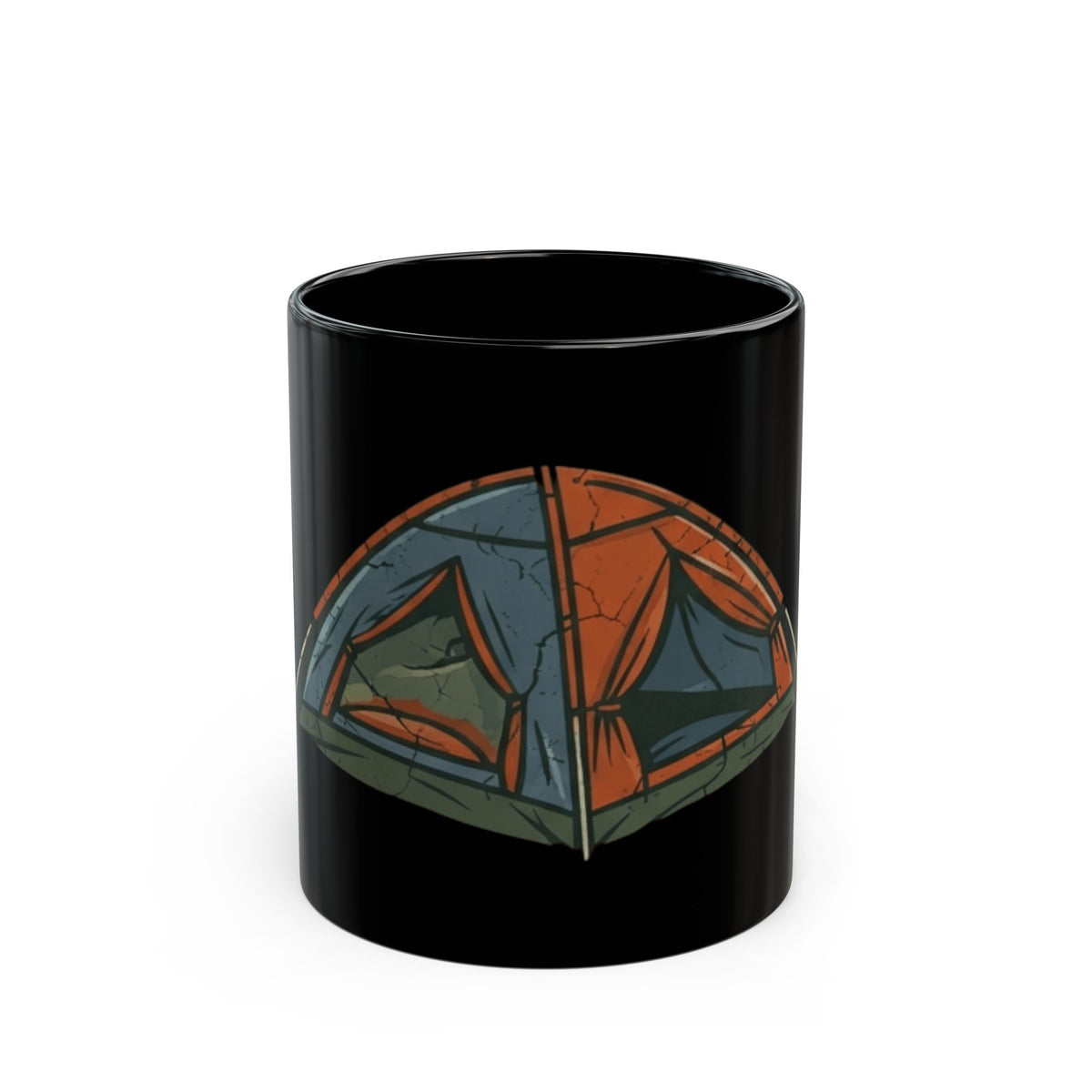 "Pitching A Tent Is My Only Cardio" Black Ceramic Mug — Graphic