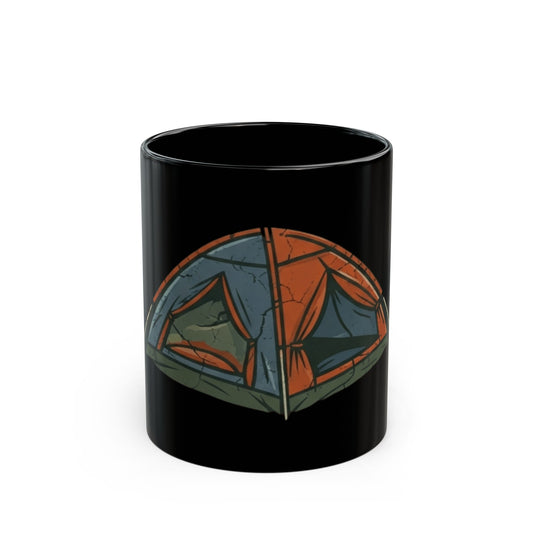 "Pitching A Tent Is My Only Cardio" Black Ceramic Mug — Graphic