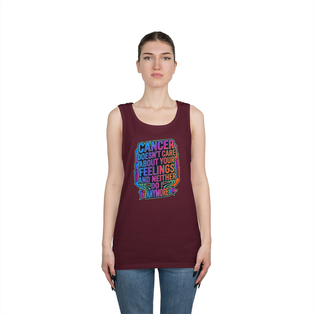 Color: Maroon | Cancer Doesn't Care About Your Feelings Tank Top