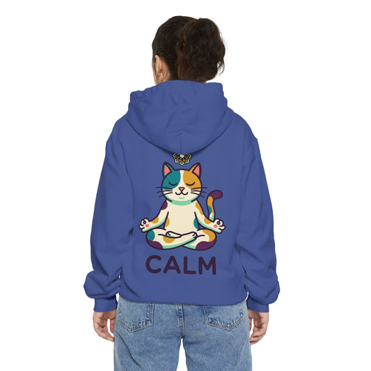 "Cat CALM" Garment-Dyed Hoodie