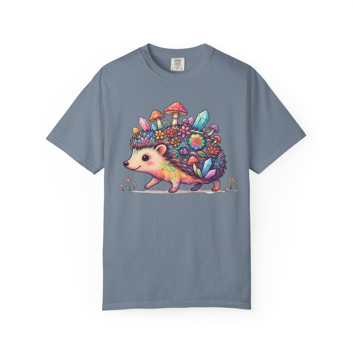 Color: Blue Jean | Hippy Hedgehog Unisex Garment-Dyed Tee