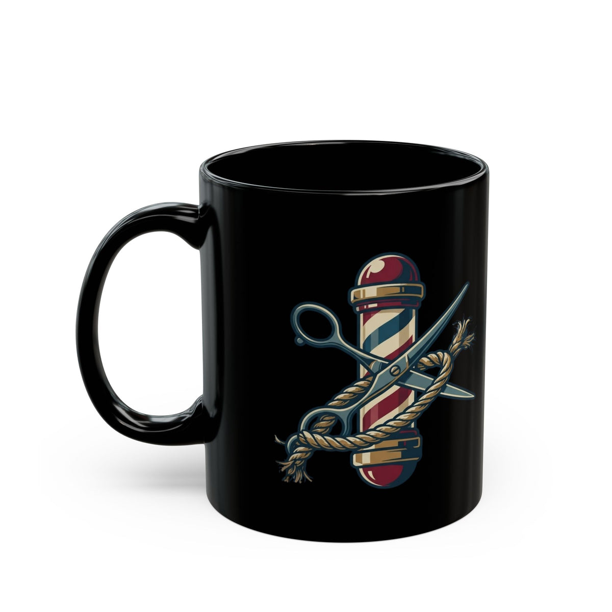 "Good Book Series Delilah's Barber Shop" Black Ceramic Mug — Graphic