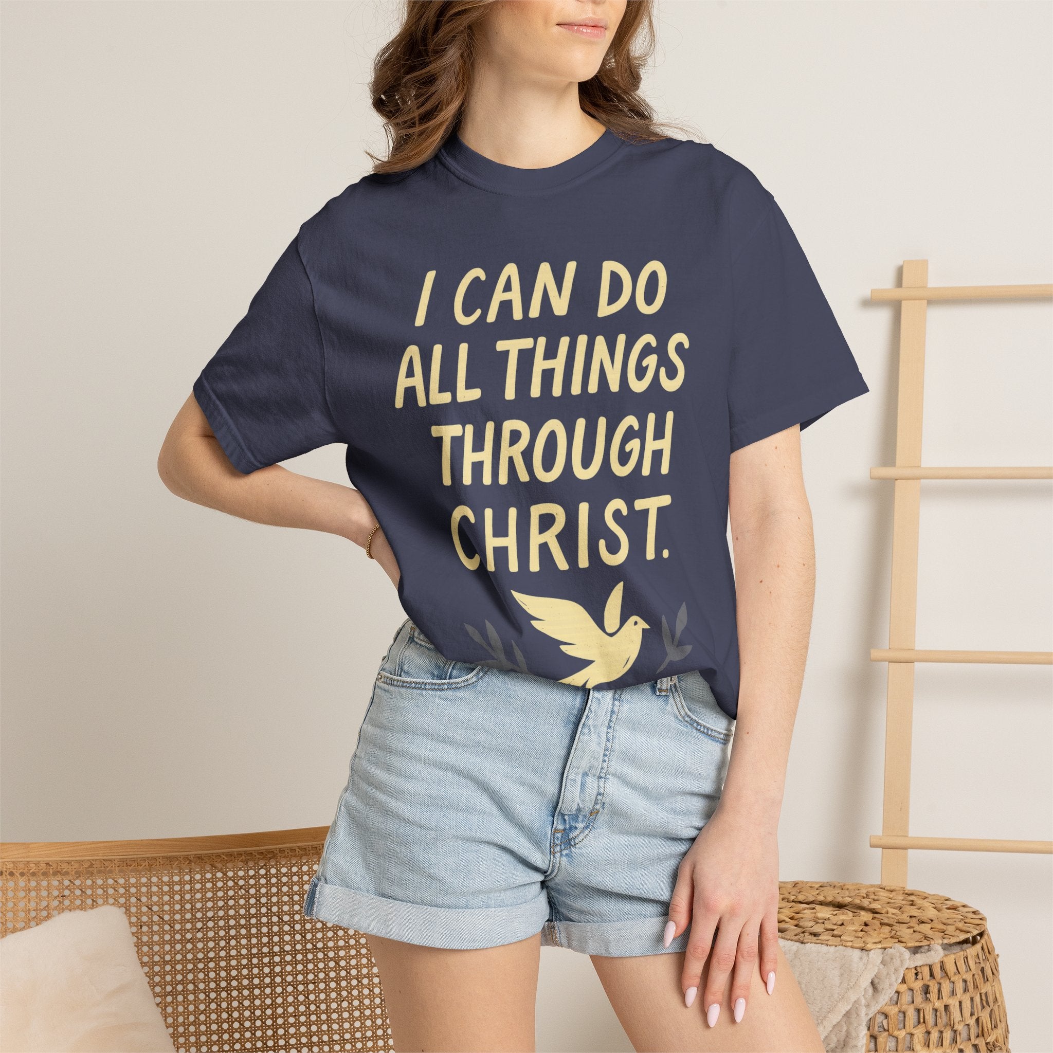 “I Can Do All Things Through Christ – Philippians 4:13” Unisex Garment-Dyed T-shirt