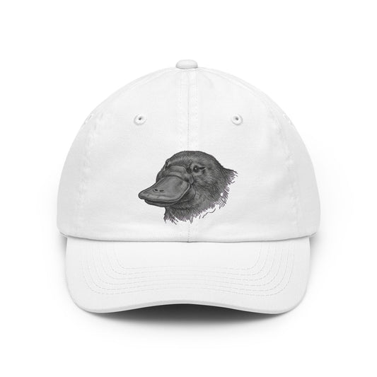 Color: White | Pencil Sketch Art Platypus Dad Hat — Graphic