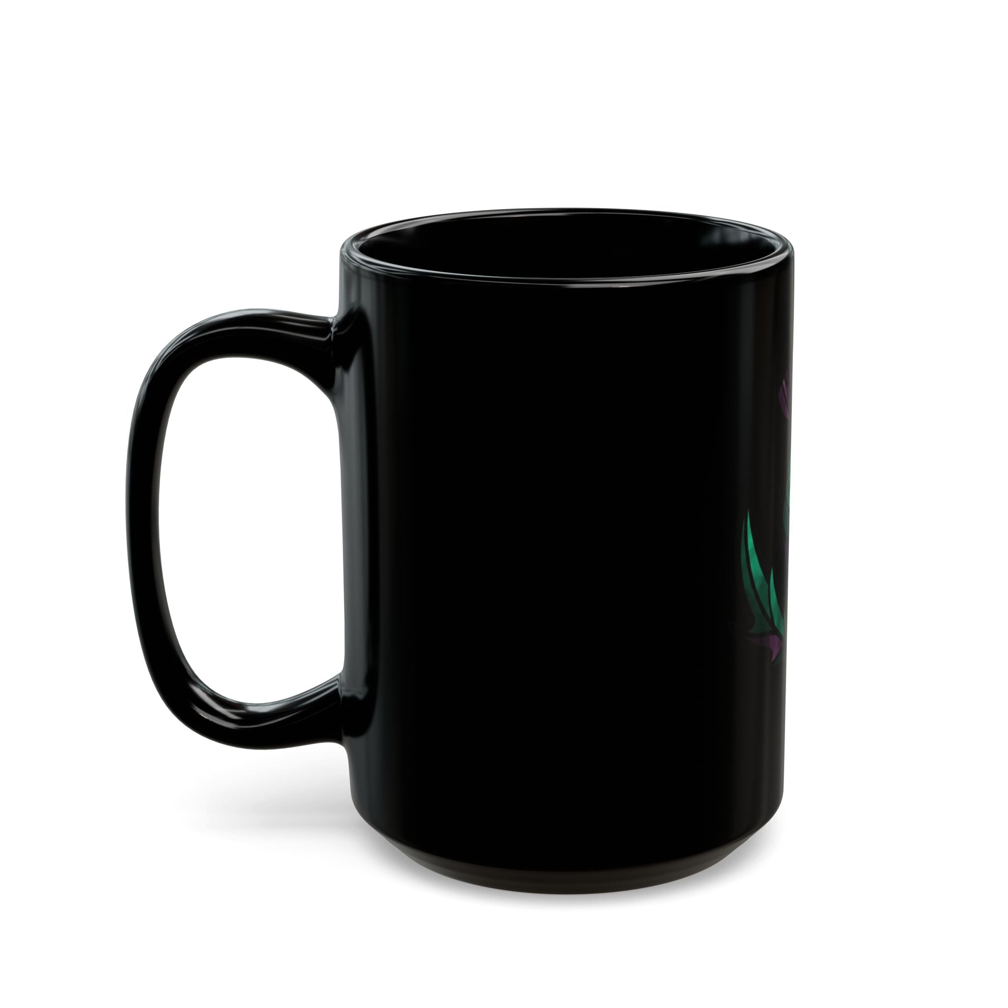 "Stained Glass Floral" Black Ceramic Mug — Graphic