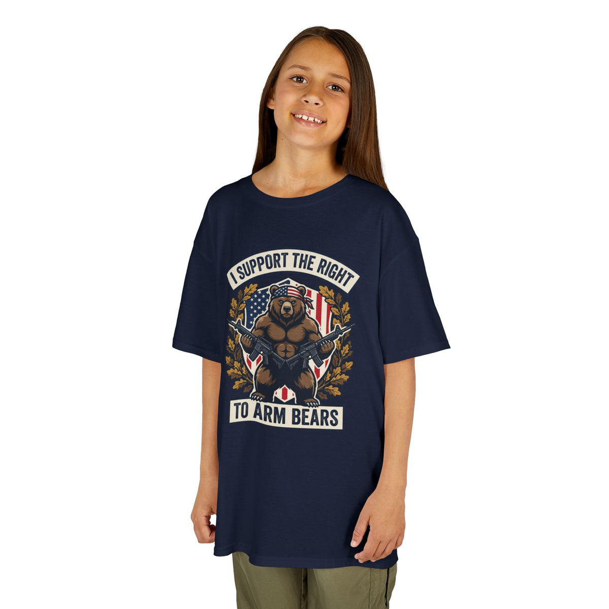Kids T‑Shirt — "I Support The Right To Arm Bears" Patriotic Bear Graphic Tee