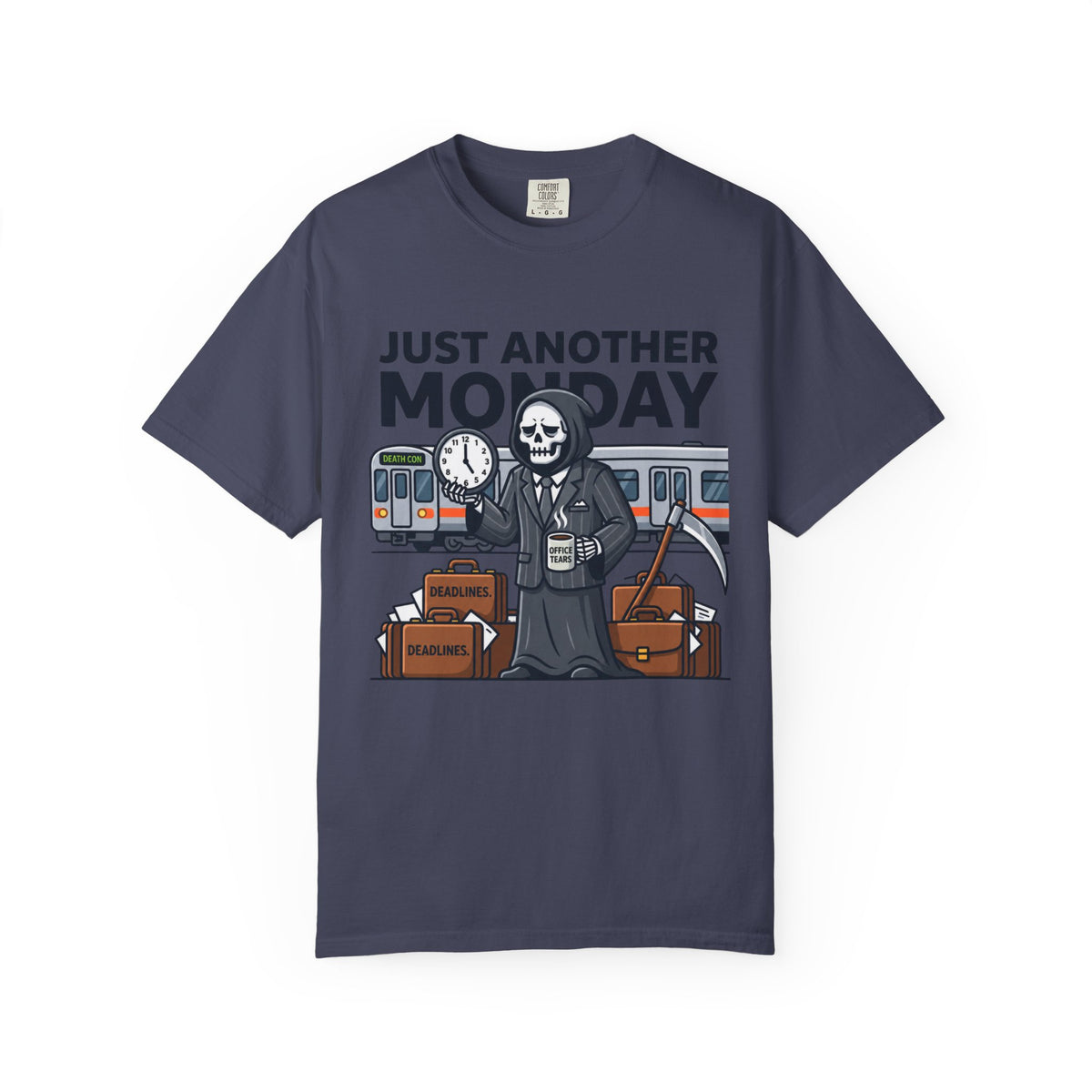 Color: Denim | Just Another Monday Unisex Garment-Dyed Tee
