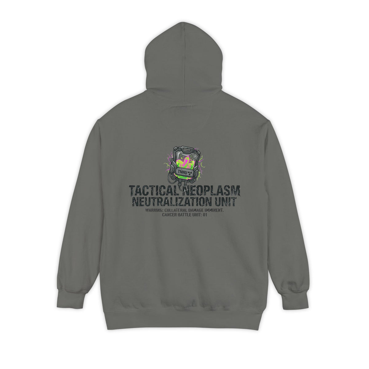 Color: Grey | Battle Unit: Cancer Division | Garment-Dyed Hoodie — AttitudeShirts