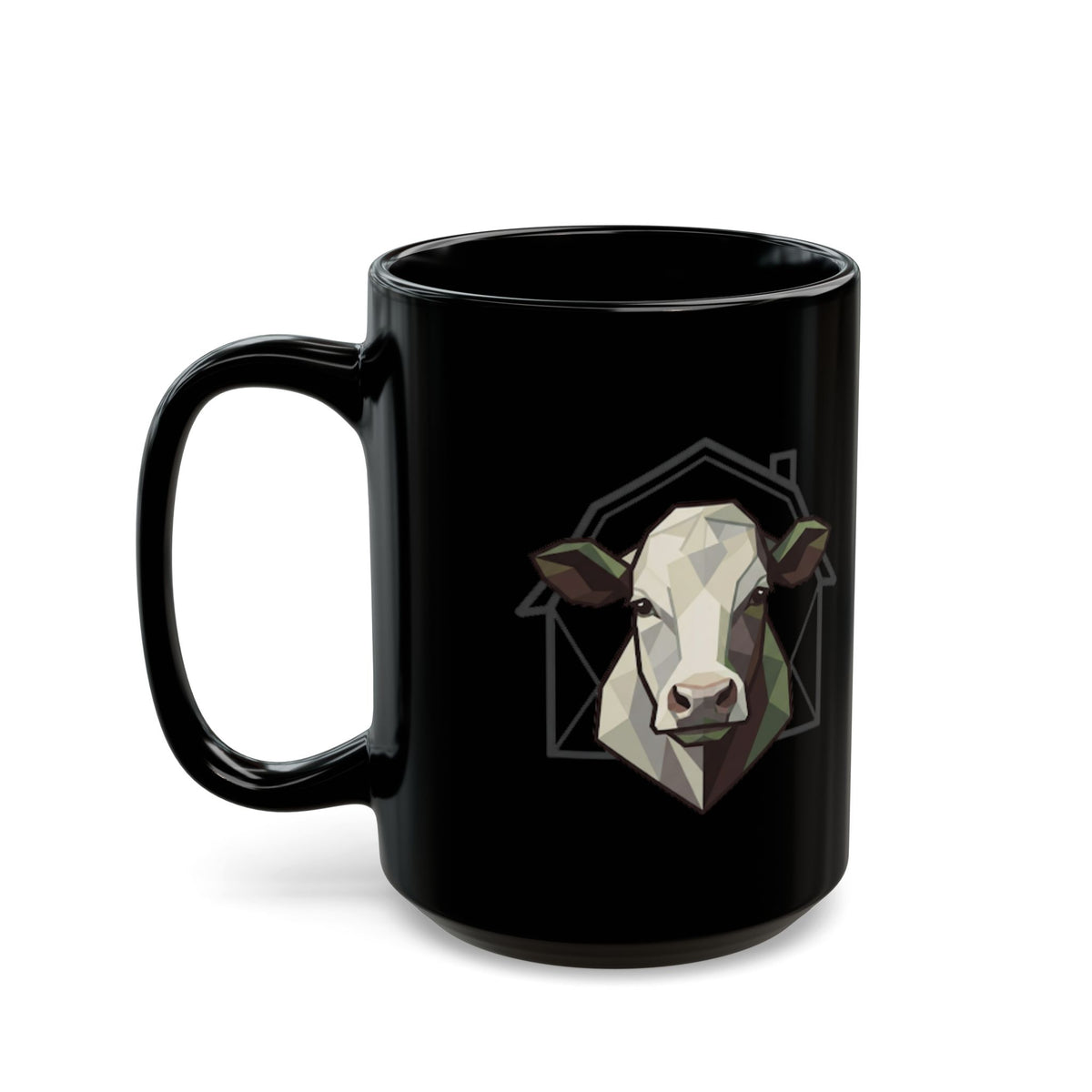 "Barnyard Cow" Black Ceramic Mug