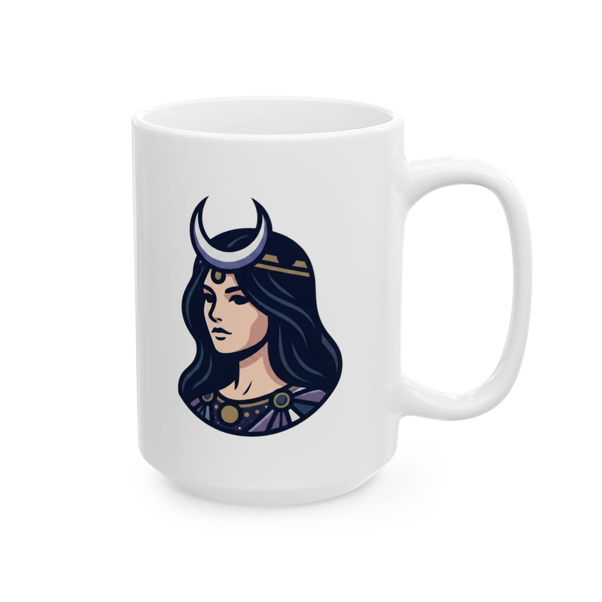 "The Cosmic Tarot (High Priestess)" White Ceramic Mug — Graphic
