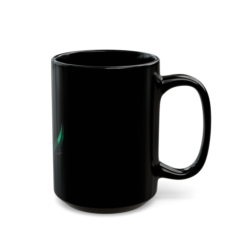 "Stained Glass Floral" Black Ceramic Mug — Graphic