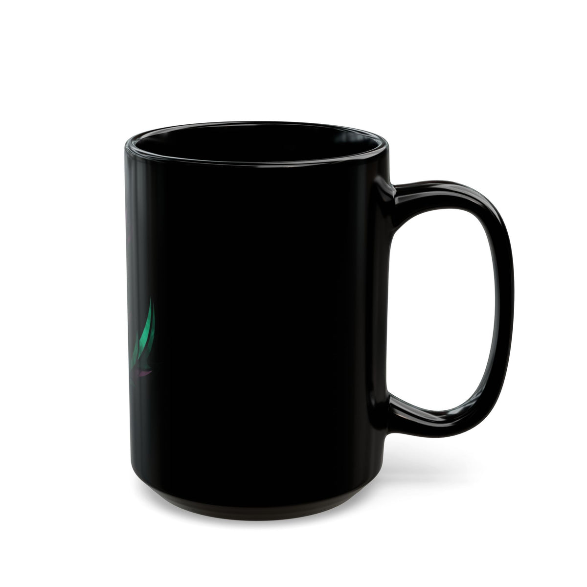 "Stained Glass Floral" Black Ceramic Mug — Graphic
