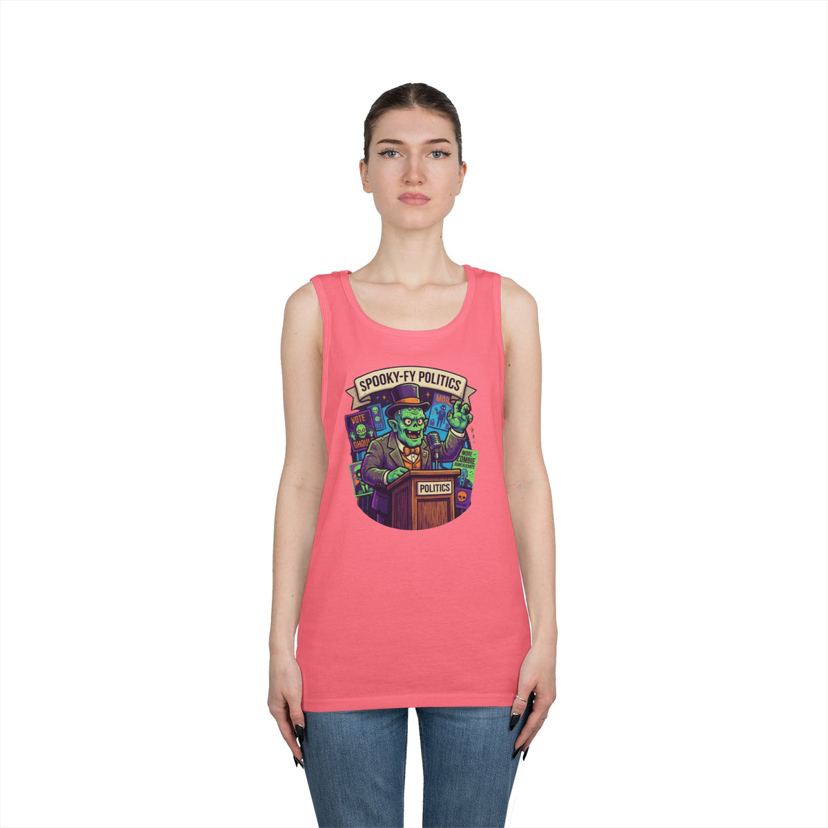 Color: Safety Pink | Spooky-Fy Politics Tank Top