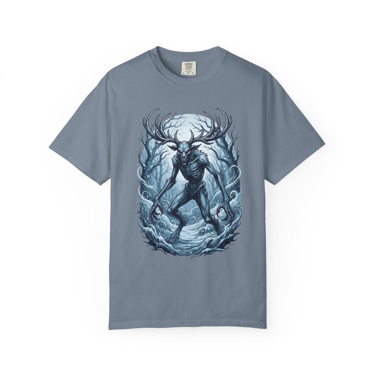 Color: Blue Jean | Wendigo (Algonquian Folklore) Unisex Garment-Dyed Tee