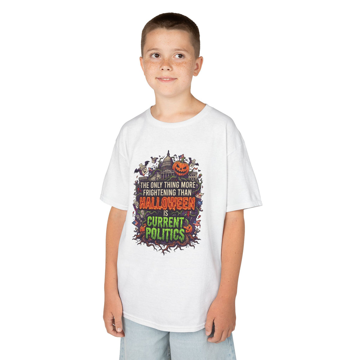 Color: White | Current Politics Kids Tee