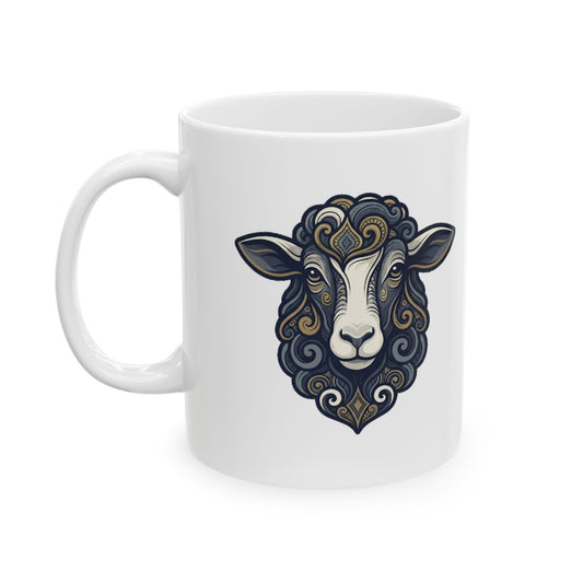 "Barnyard Sheep" White Ceramic Mug — Graphic