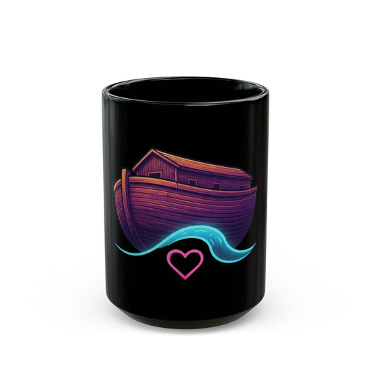 "Good Book Series Soak it Like Noah's Flood" Black Ceramic Mug — Graphic