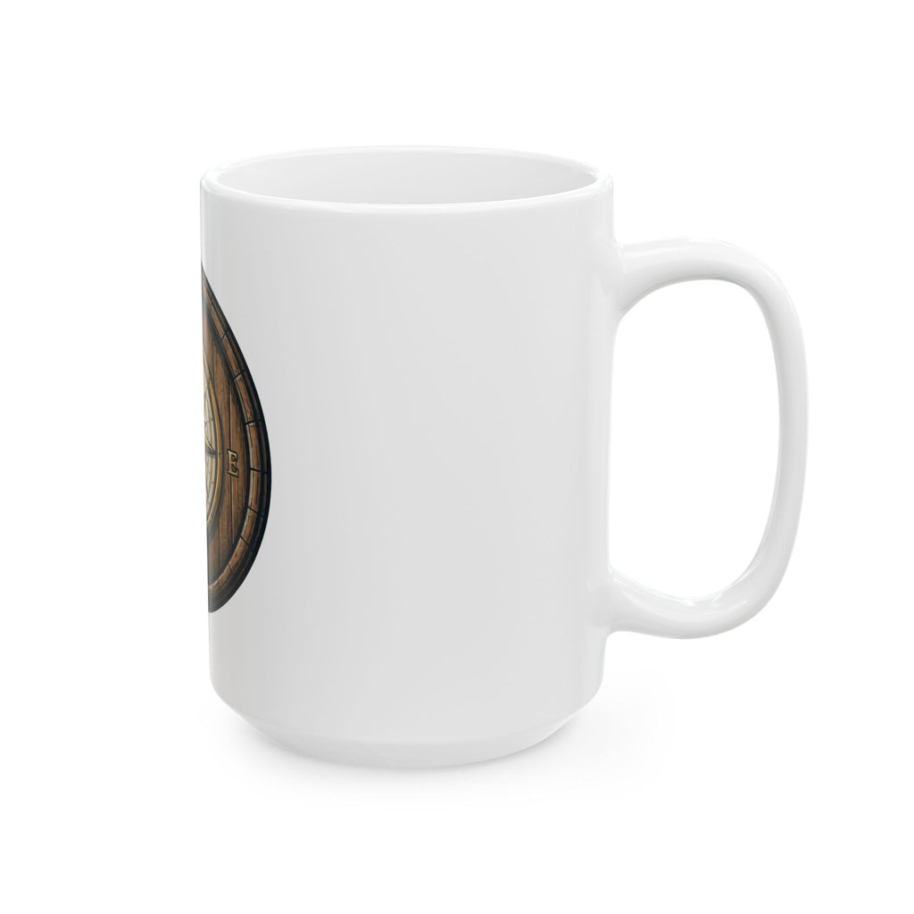 "Barrel & Compass Brewing" White Ceramic Mug — Graphic