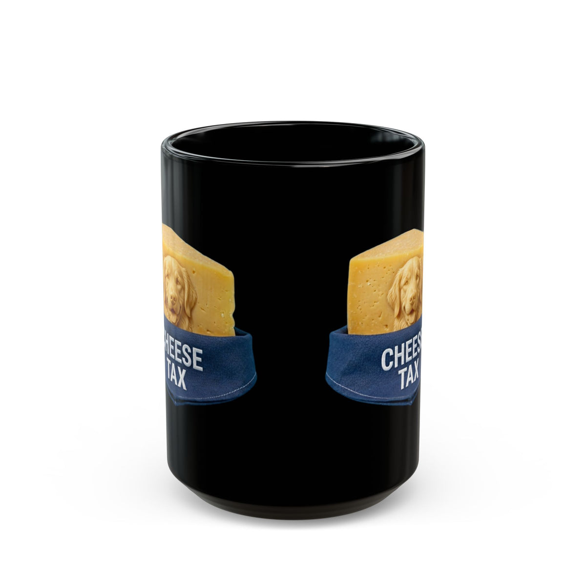 "Cheese Tax" Black Ceramic Mug — Graphic
