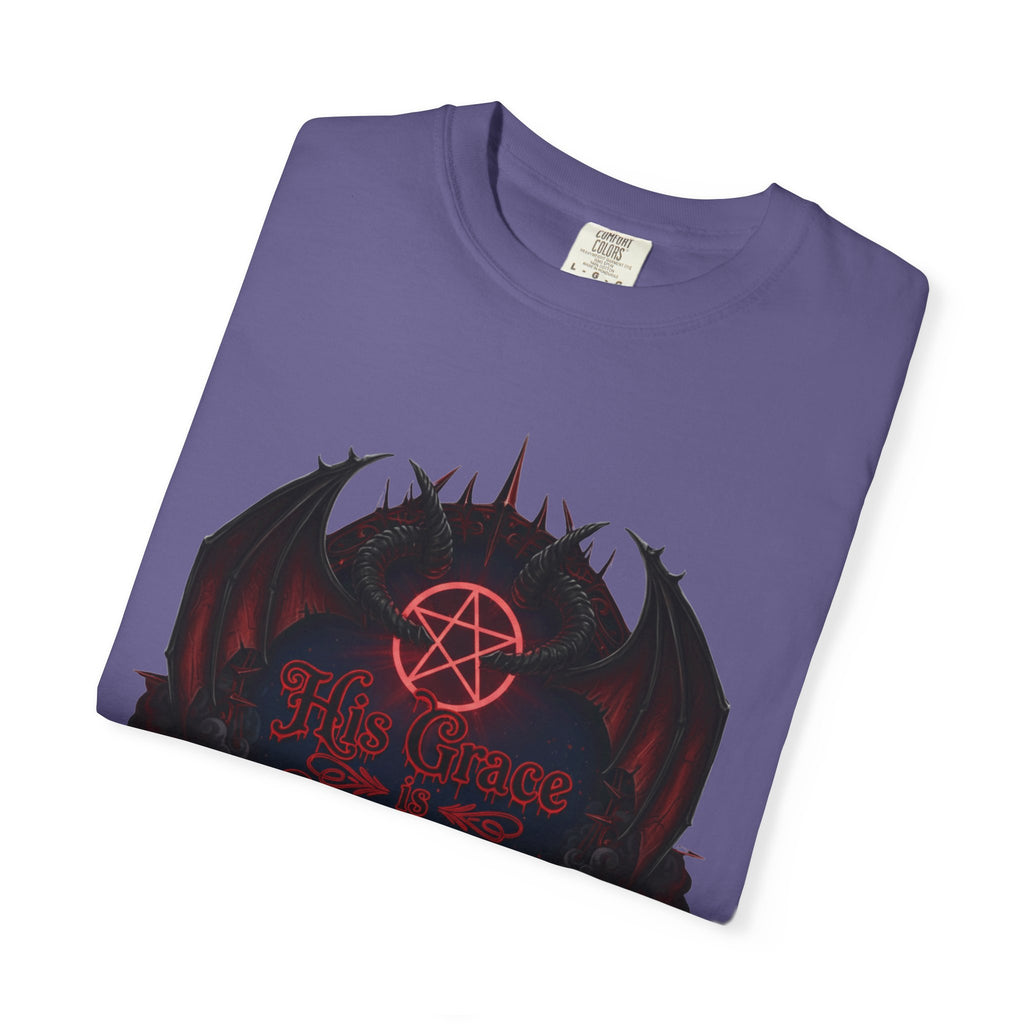 "His Grace is Sufficient Gothic T-Shirt" Unisex Garment-Dyed T-shirt