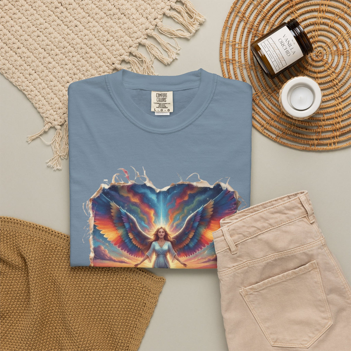 "Rainbow Angel" Unisex Garment-Dyed Tee