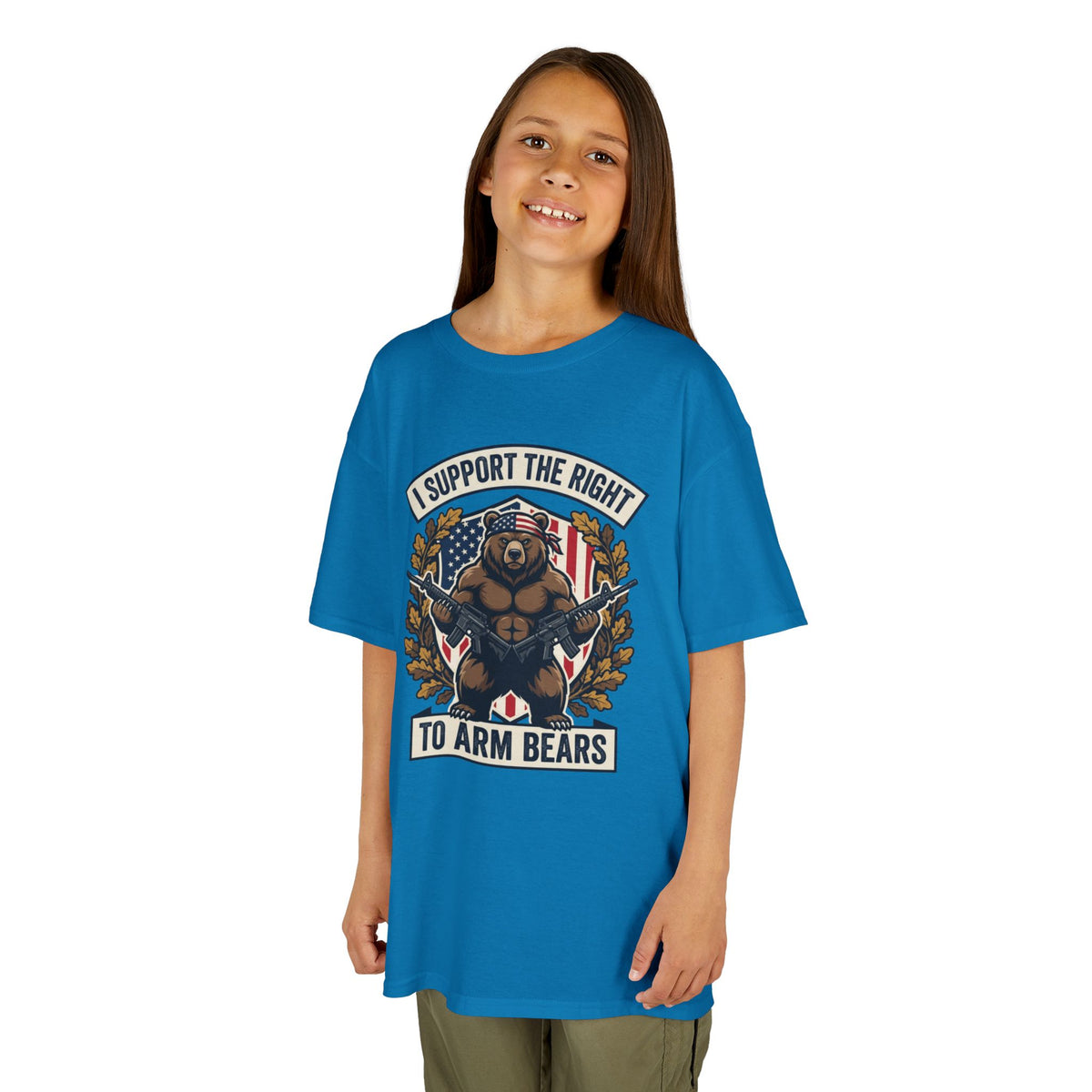 Kids T‑Shirt — "I Support The Right To Arm Bears" Patriotic Bear Graphic Tee