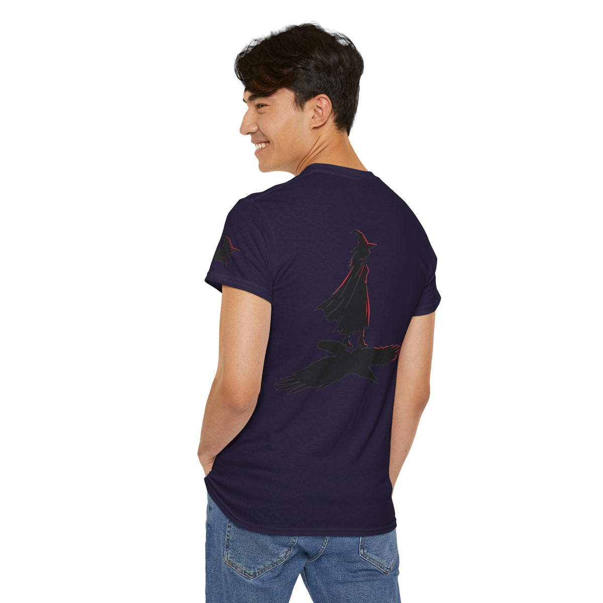 Color: Blackberry | Witch With Raven Shadow Premium Graphic Tee