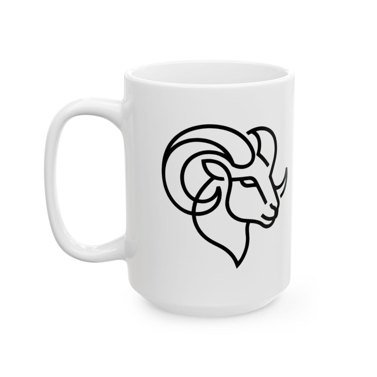 "Aries The Minimalist Ram" White Ceramic Mug — Graphic