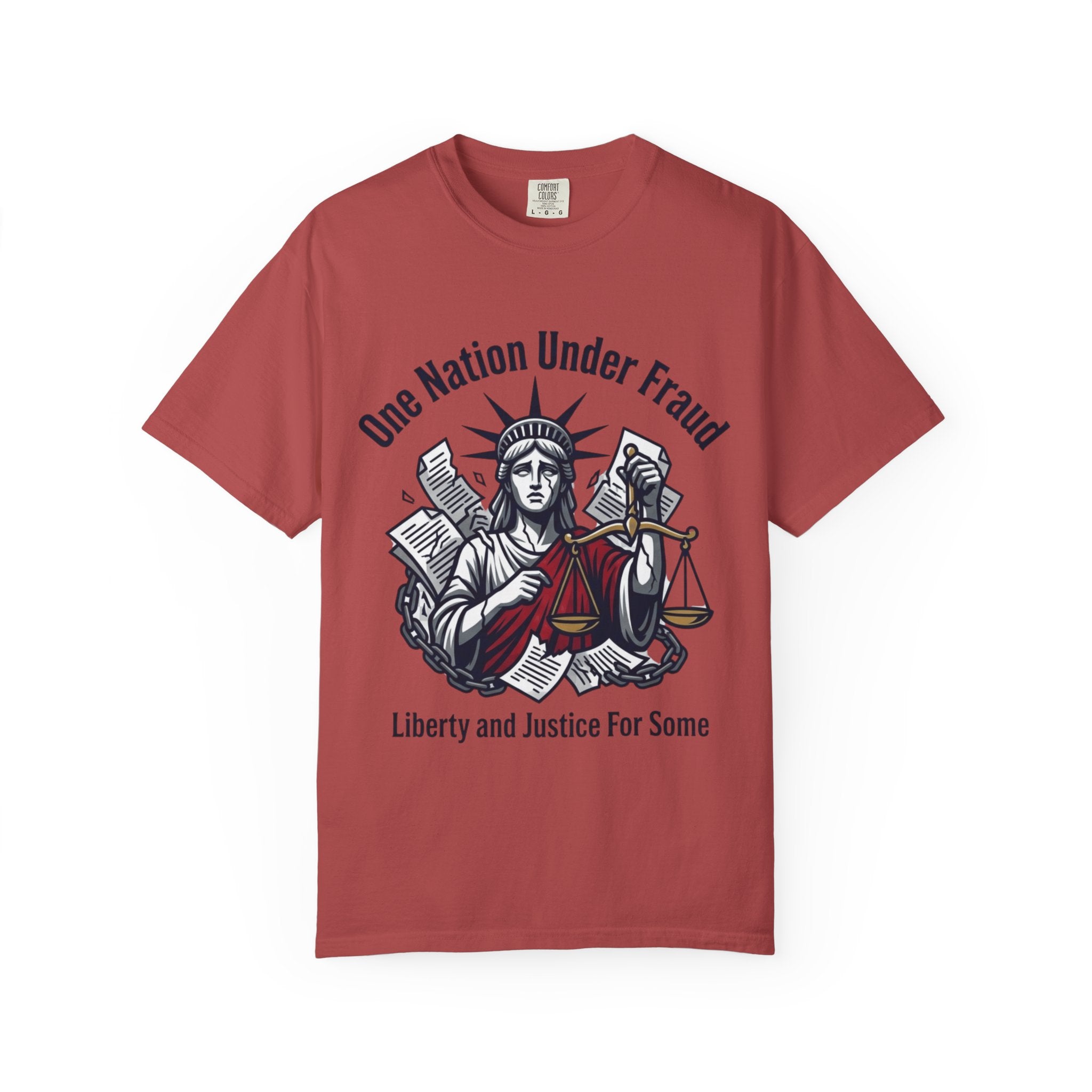 "One Nation Under Fraud" Unisex Garment-Dyed T-shirt
