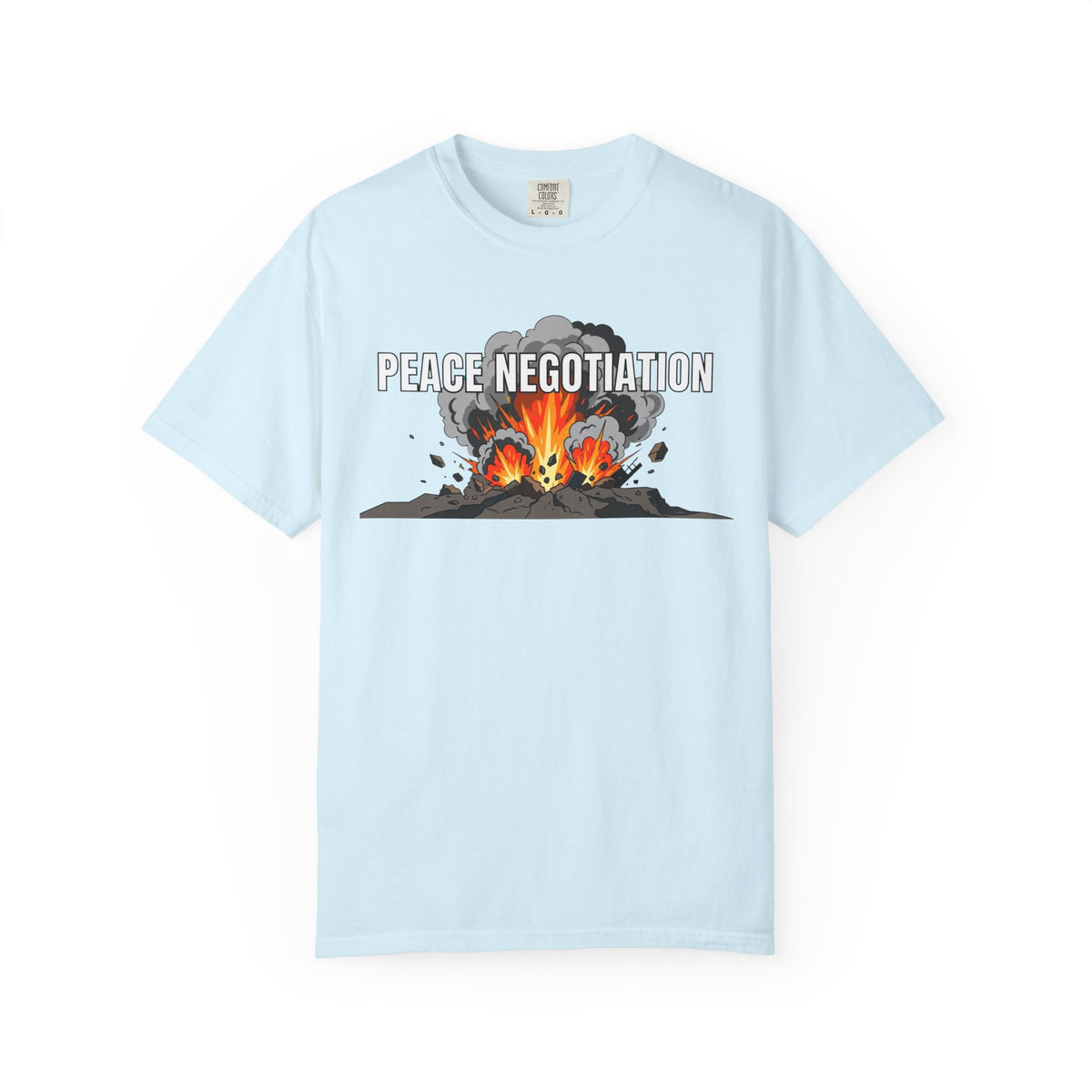 Color: Chambray | Peace Negotiation Unisex Garment-Dyed Tee