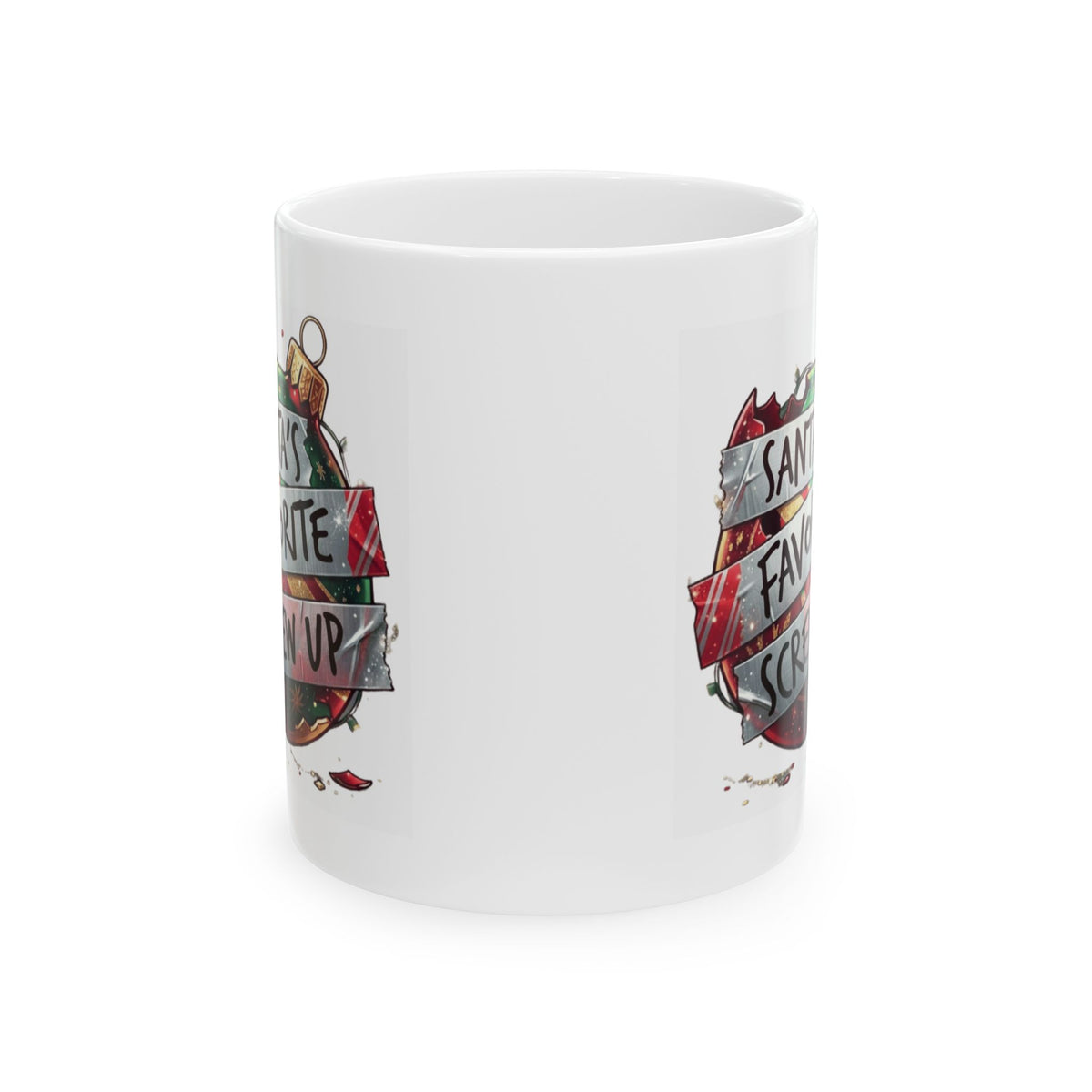 "Santa's Favorite Screw Up" White Ceramic Mug — Graphic