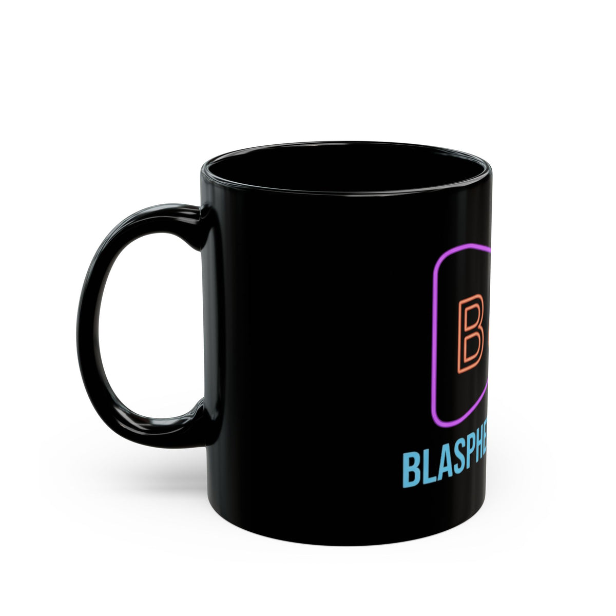 "Good Book Series Blasphemy & Chill" Black Ceramic Mug — Graphic
